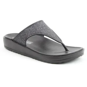 Heavenly Feet Camara Ladies Wedged Toe Post Black