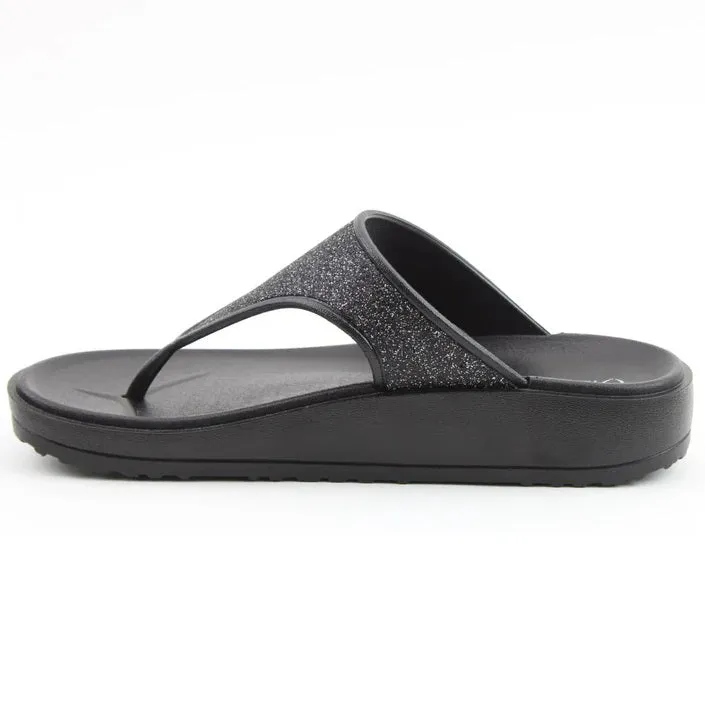 Heavenly Feet Camara Ladies Wedged Toe Post Black