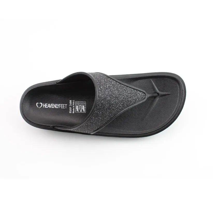 Heavenly Feet Camara Ladies Wedged Toe Post Black