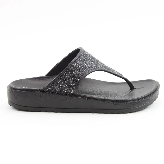 Heavenly Feet Camara Ladies Wedged Toe Post Black