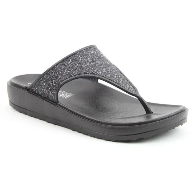 Heavenly Feet Camara Ladies Wedged Toe Post Black