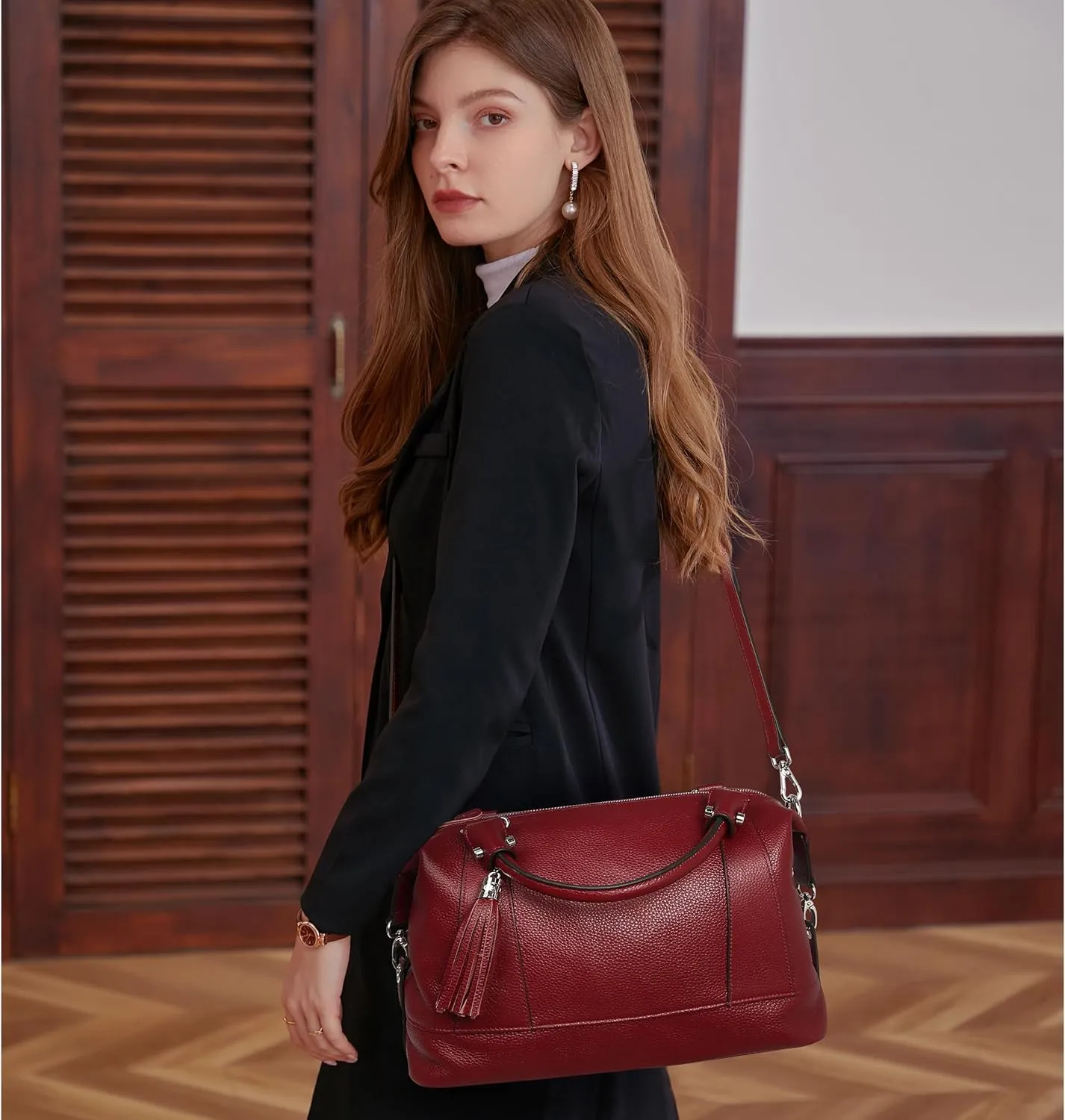 HESHE Womens Genuine Leather Handbags Purse Crossbody Satchel Tote Bags Ladies Real Leather Bags