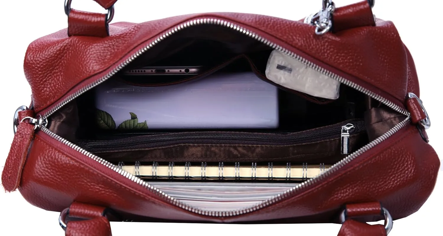 HESHE Womens Genuine Leather Handbags Purse Crossbody Satchel Tote Bags Ladies Real Leather Bags