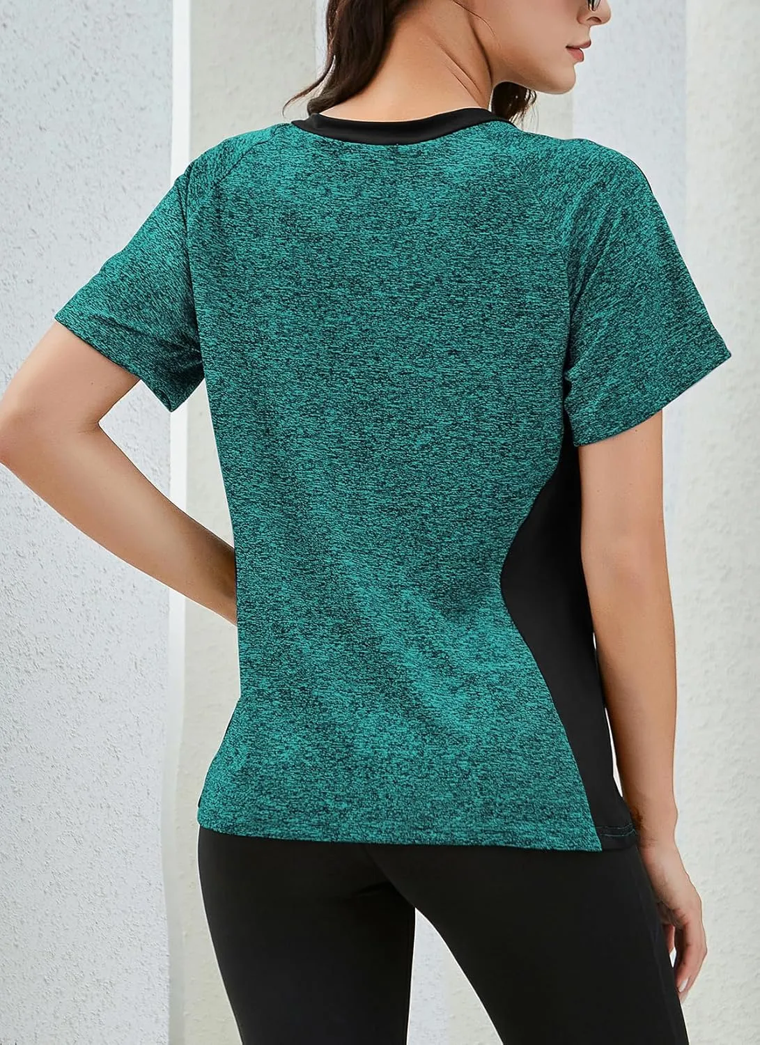HOCOSIT Women's Workout Shirts Fast Dry Active Wear Yoga Top Sweat Wcking Clothes