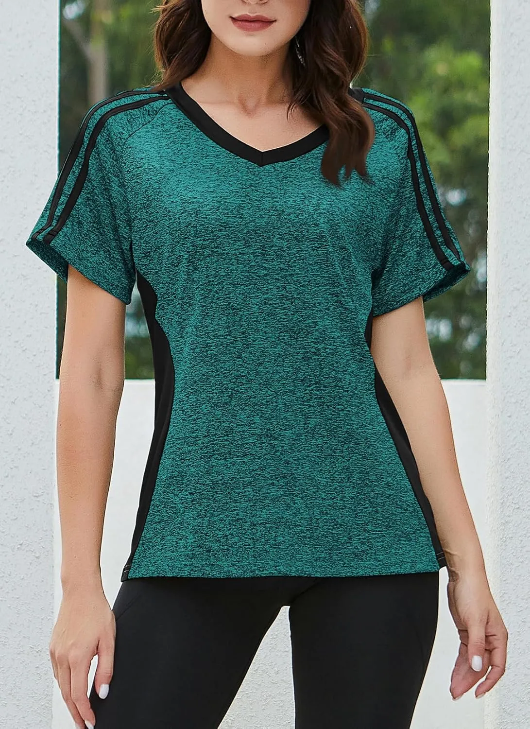 HOCOSIT Women's Workout Shirts Fast Dry Active Wear Yoga Top Sweat Wcking Clothes