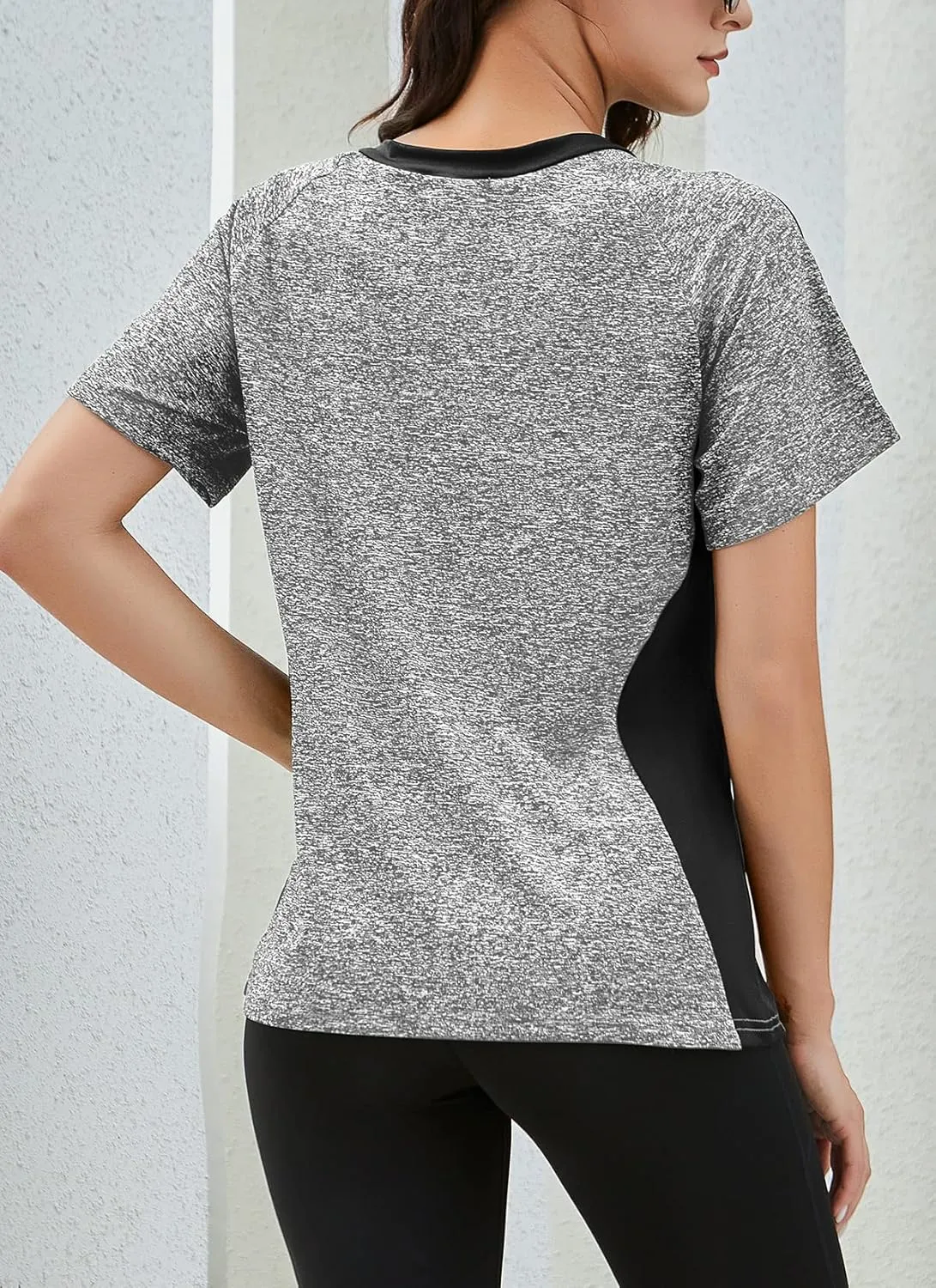 HOCOSIT Women's Workout Shirts Fast Dry Active Wear Yoga Top Sweat Wcking Clothes