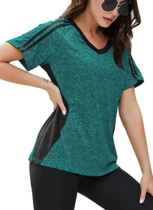 HOCOSIT Women's Workout Shirts Fast Dry Active Wear Yoga Top Sweat Wcking Clothes