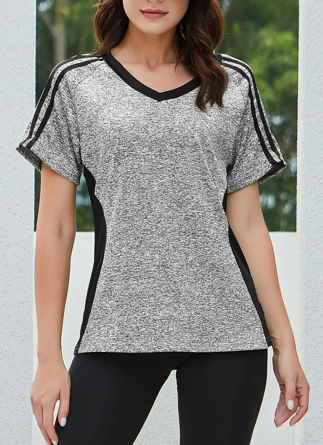 HOCOSIT Women's Workout Shirts Fast Dry Active Wear Yoga Top Sweat Wcking Clothes
