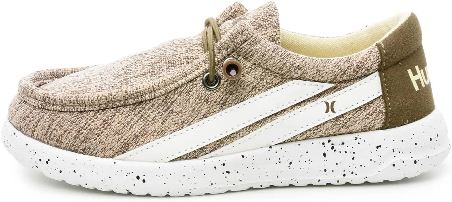 Hurley Kids Elastic Lace Loafers, Canvas Shoes for Boys & Girls - Comfortable, Durable, Stylish - Kid's Fashion Sneakers, Wide Toe Shoes for Everyday Wear, Taupe