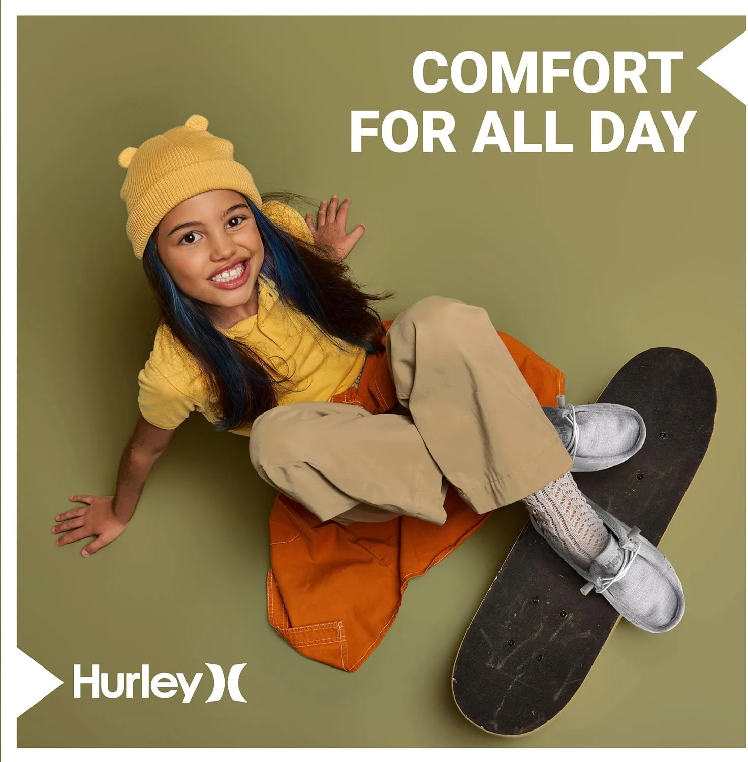Hurley Kids Elastic Lace Loafers, Canvas Shoes for Boys & Girls - Comfortable, Durable, Stylish - Kid's Fashion Sneakers, Wide Toe Shoes for Everyday Wear