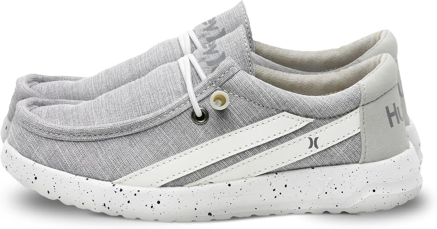 Hurley Kids Elastic Lace Loafers, Canvas Shoes for Boys & Girls - Comfortable, Durable, Stylish - Kid's Fashion Sneakers, Wide Toe Shoes for Everyday Wear