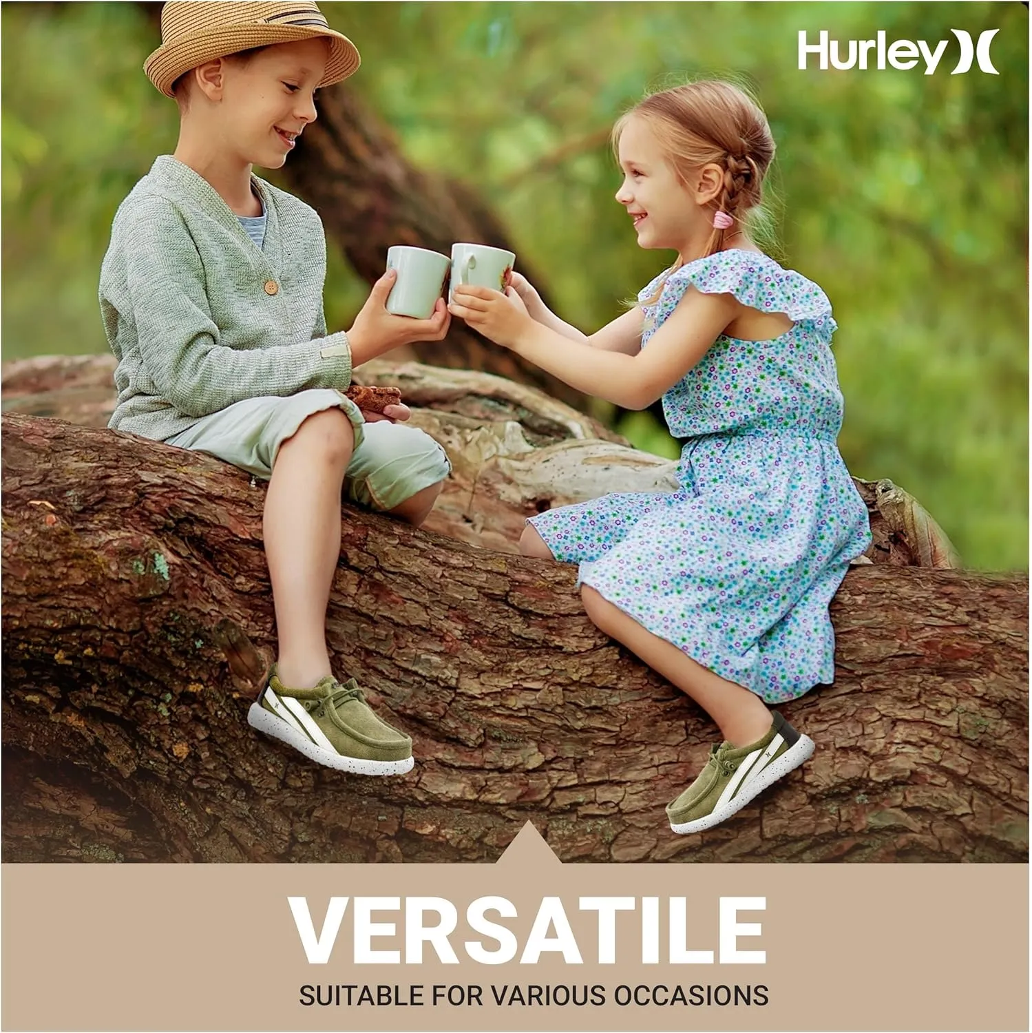 Hurley Kids Elastic Lace Loafers, Canvas Shoes for Boys & Girls - Comfortable, Durable, Stylish - Kid's Fashion Sneakers, Wide Toe Shoes for Everyday Wear