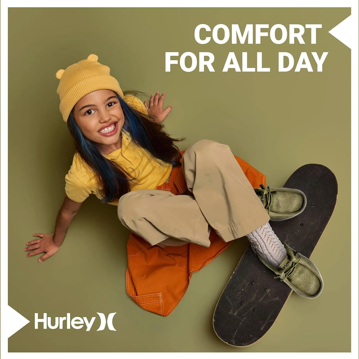 Hurley Kids Elastic Lace Loafers, Canvas Shoes for Boys & Girls - Comfortable, Durable, Stylish - Kid's Fashion Sneakers, Wide Toe Shoes for Everyday Wear