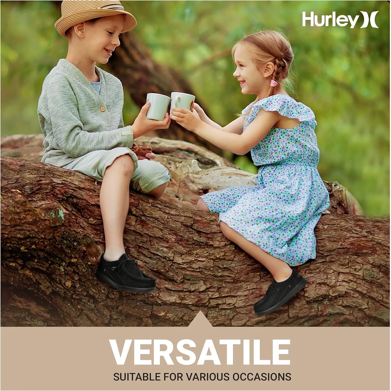 Hurley Kids Elastic Lace Loafers, Canvas Shoes for Boys & Girls - Comfortable, Durable, Stylish - Kid's Fashion Sneakers, Wide Toe Shoes for Everyday Wear