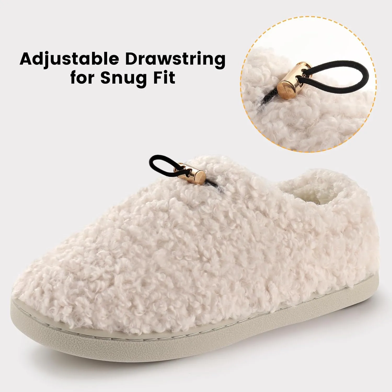 Ibeauti Womens Slippers Memory Foam Fuzzy Loafer Slippers for Indoor Outdoor House Shoes with Drawstring