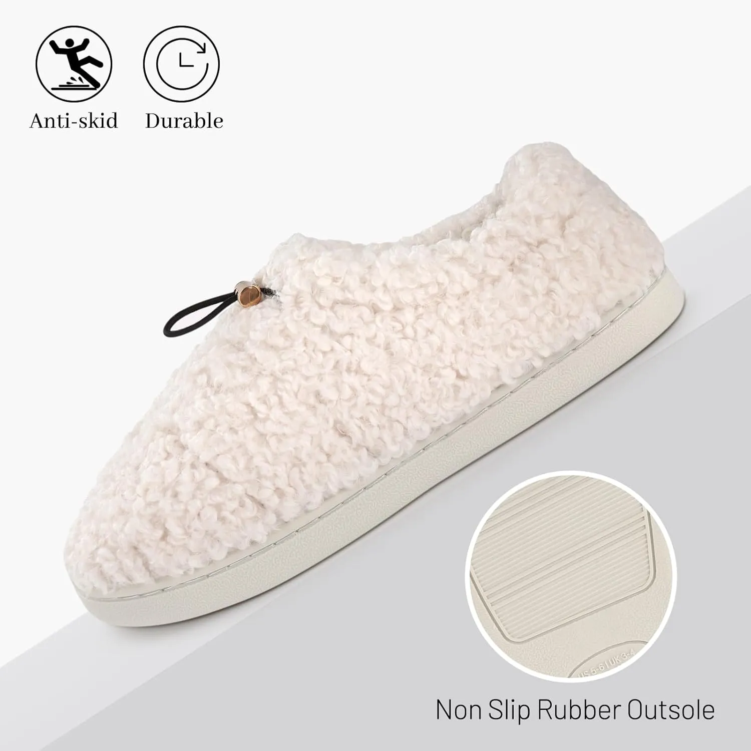 Ibeauti Womens Slippers Memory Foam Fuzzy Loafer Slippers for Indoor Outdoor House Shoes with Drawstring