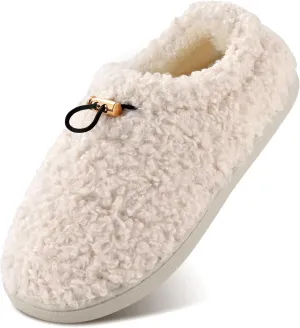 Ibeauti Womens Slippers Memory Foam Fuzzy Loafer Slippers for Indoor Outdoor House Shoes with Drawstring