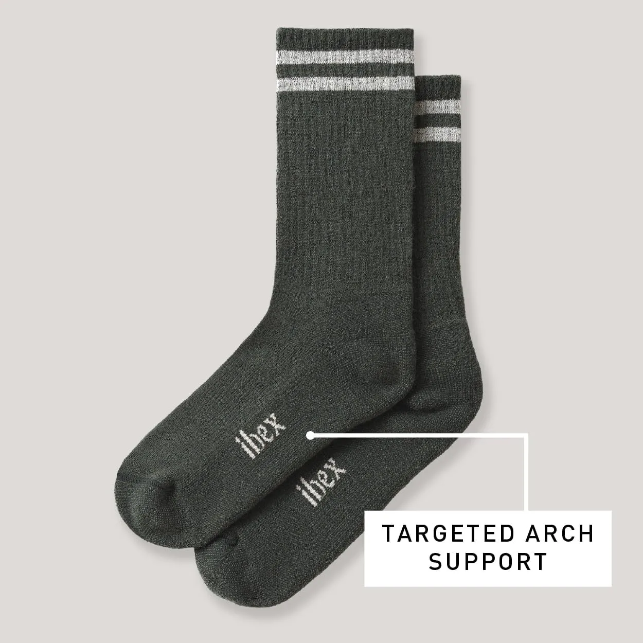 IBEX Performance Unisex Merino Wool Hiking Boot Socks | Lightweight Crew Socks with Arch Support & Reinforced Toe & Heel