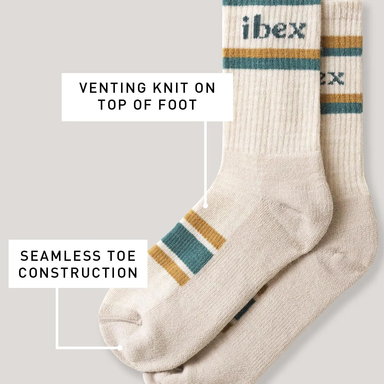 IBEX Performance Unisex Merino Wool Hiking Boot Socks | Lightweight Crew Socks with Arch Support & Reinforced Toe & Heel