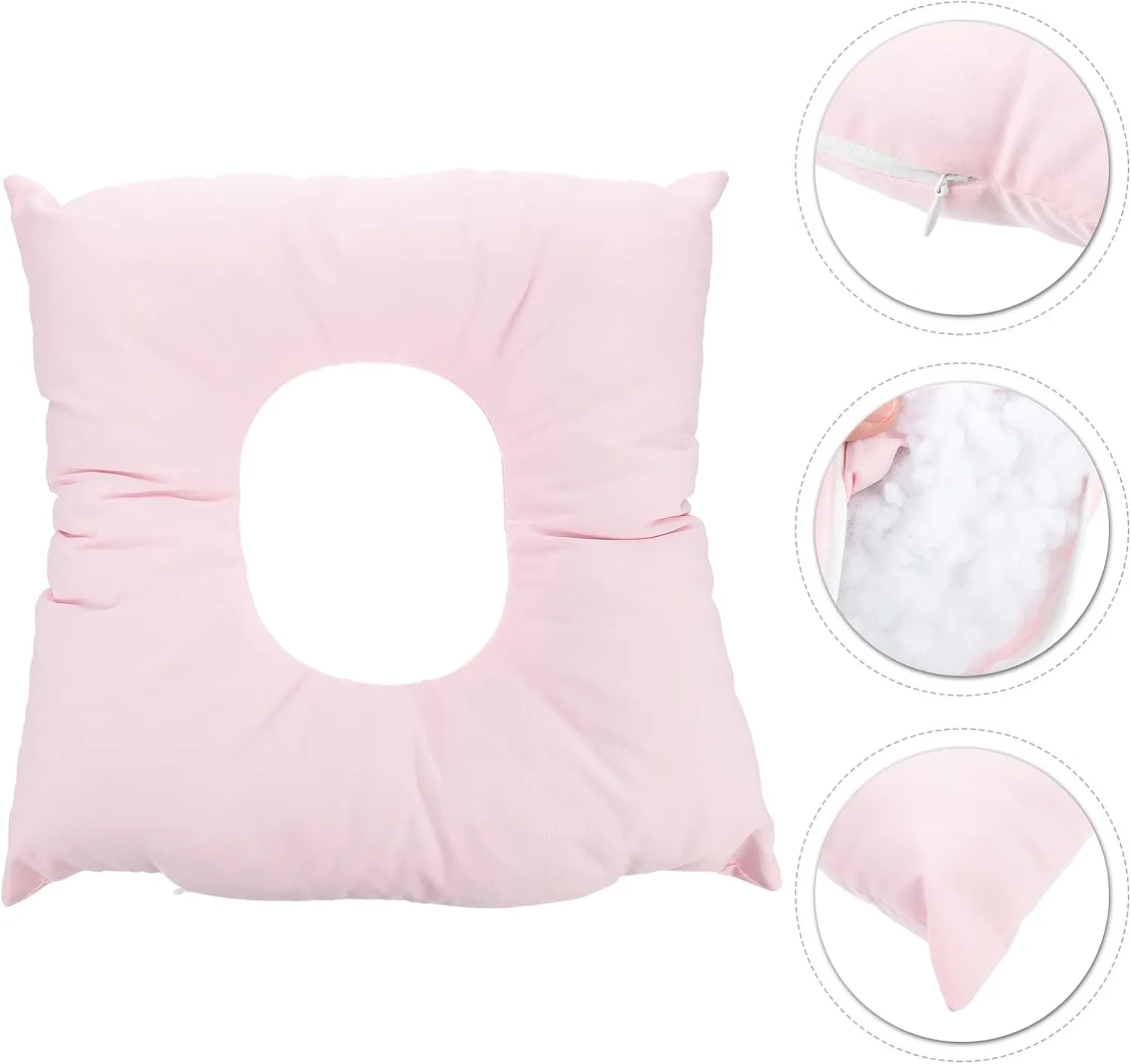 iplusmile Face Down Pillow Donut Pillow for SPA Salon Reusable Cotton Face Support Donut Cushion Pillow Hollow Face Pillow Washable for SPA Beauty Salon Head Support(Pink)