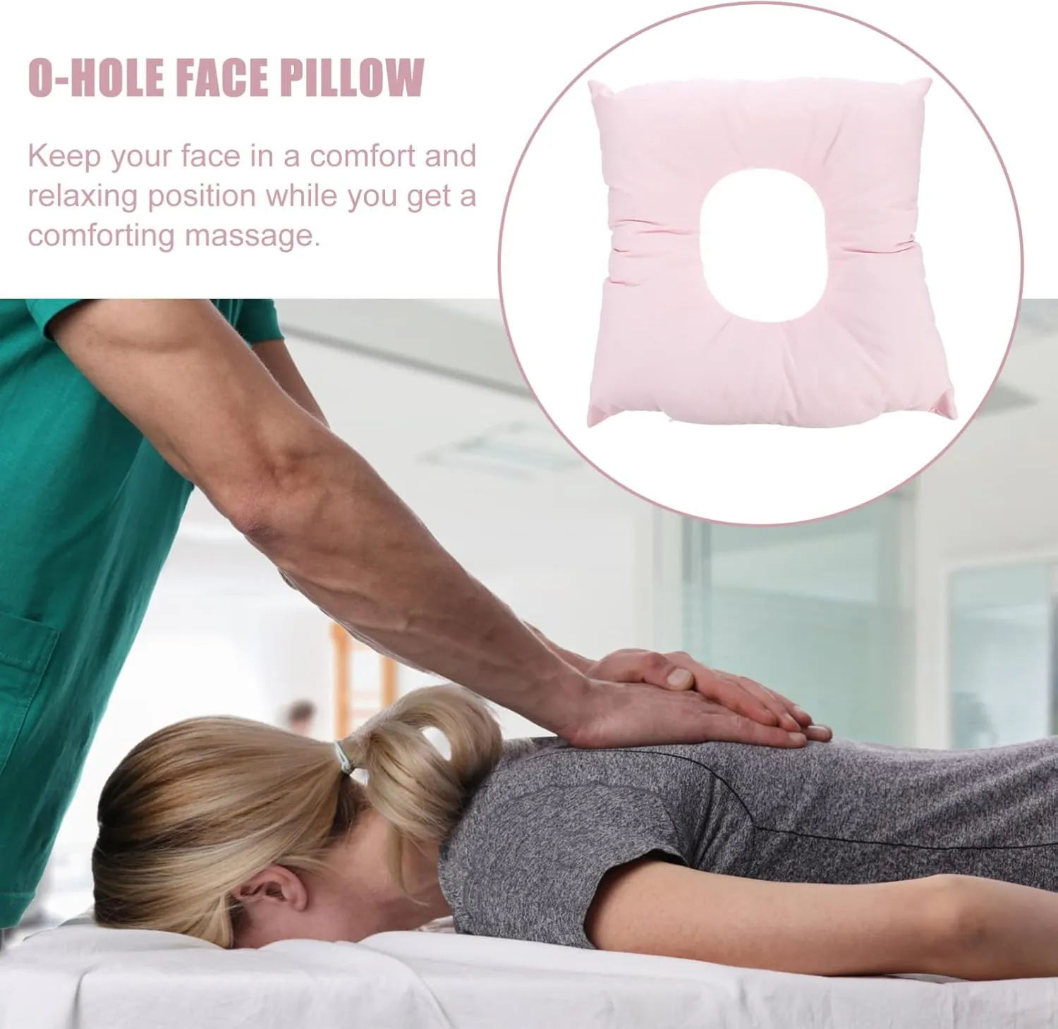 iplusmile Face Down Pillow Donut Pillow for SPA Salon Reusable Cotton Face Support Donut Cushion Pillow Hollow Face Pillow Washable for SPA Beauty Salon Head Support(Pink)