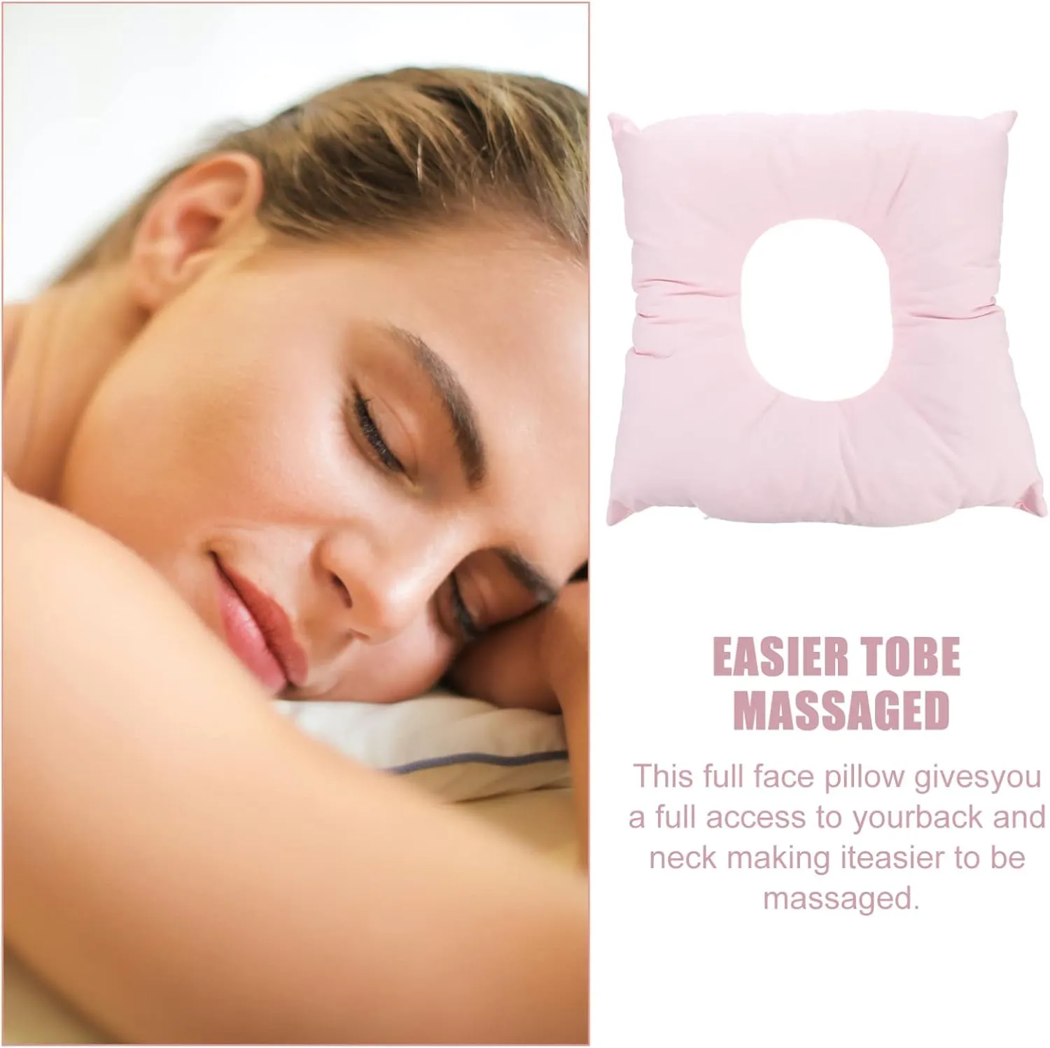 iplusmile Face Down Pillow Donut Pillow for SPA Salon Reusable Cotton Face Support Donut Cushion Pillow Hollow Face Pillow Washable for SPA Beauty Salon Head Support(Pink)