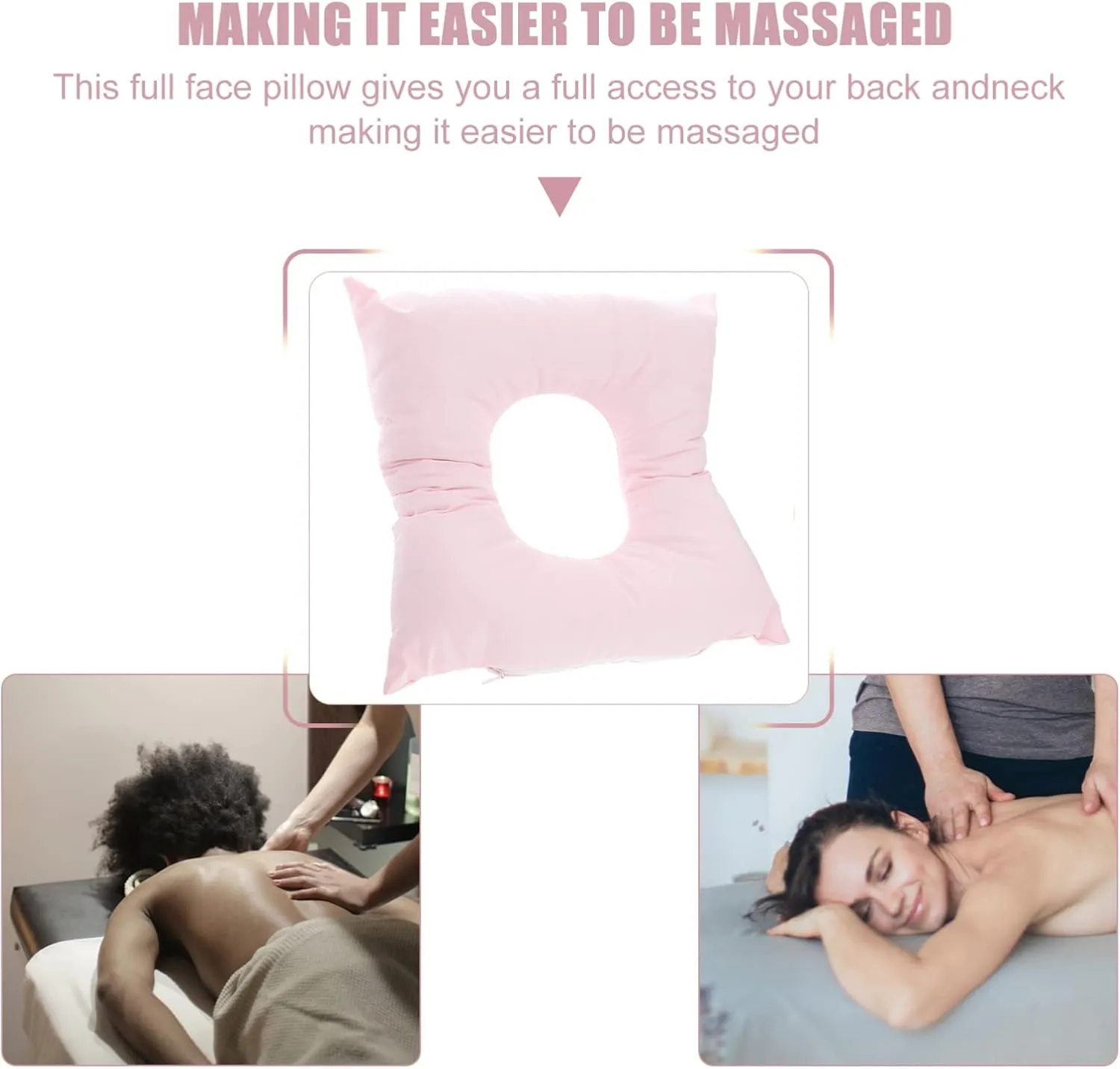 iplusmile Face Down Pillow Donut Pillow for SPA Salon Reusable Cotton Face Support Donut Cushion Pillow Hollow Face Pillow Washable for SPA Beauty Salon Head Support(Pink)