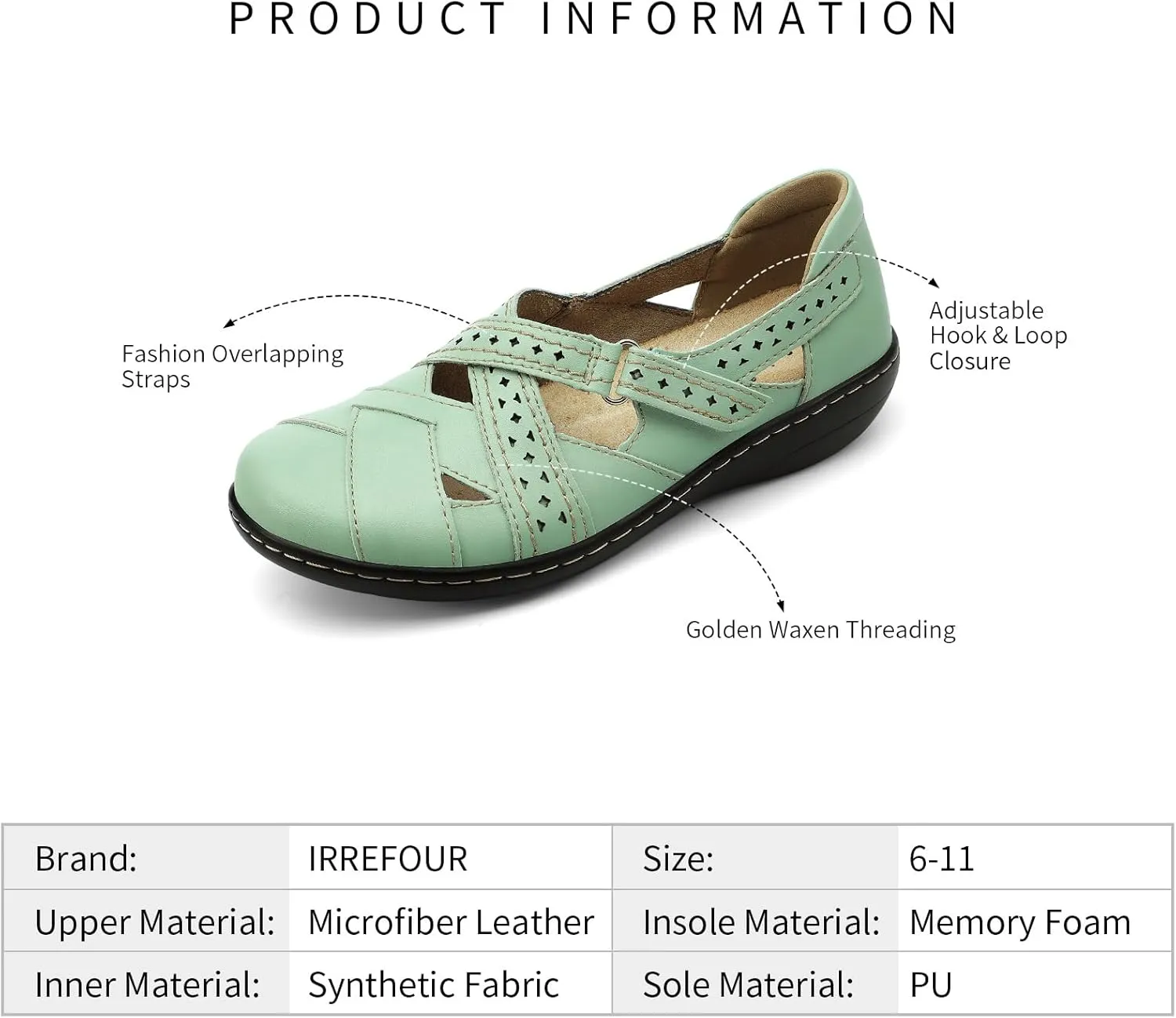 Irrefour Women's Classic Genuine Leather Casual Loafer Cute Slip-On Fashion Closed Toe Flat Sandal Comfy Work Sandal Everyday Walking Shoe