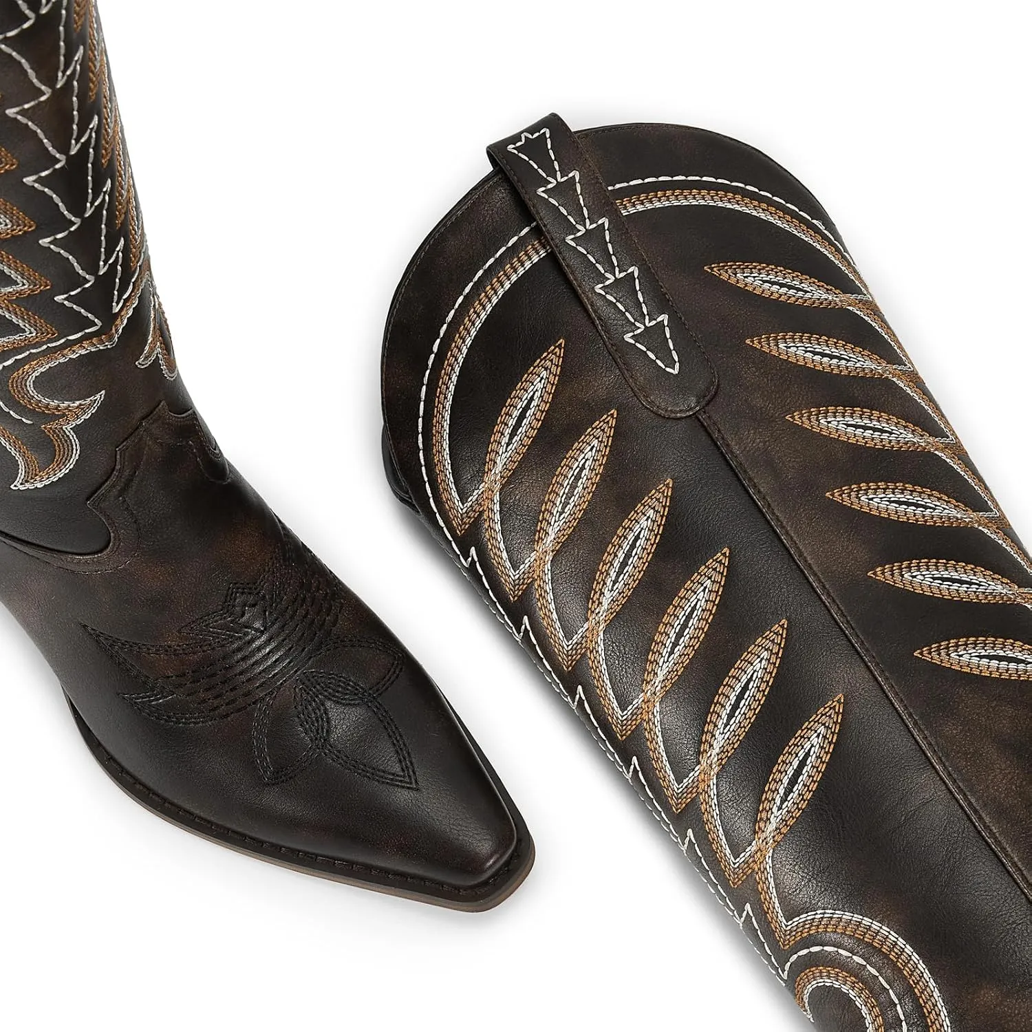 ISNOM Cowboy Boots for Women Knee High Cowgirl Western Boots Womens Embroidered Tall Cowboy Boot Comfort Fashion Long Boot