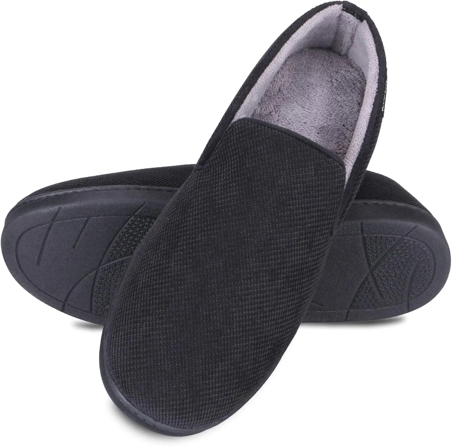 isotoner Men's Diamond Corduroy Slippers-Gel Memory Foam Moccasin, Washable, Moisture-Wicking Lining