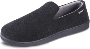 isotoner Men's Diamond Corduroy Slippers-Gel Memory Foam Moccasin, Washable, Moisture-Wicking Lining