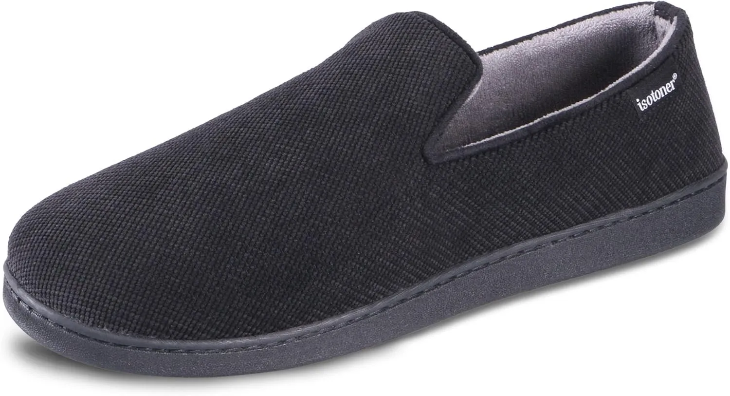 isotoner Men's Diamond Corduroy Slippers-Gel Memory Foam Moccasin, Washable, Moisture-Wicking Lining