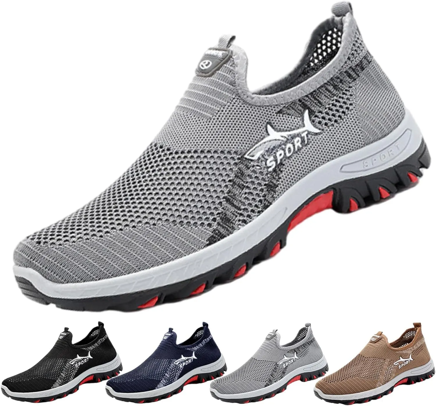 Jarv Cooling Comfort Sneaker, Men's Breathable Mesh Slip-Ons with Anti-Slip Traction, Soft Bottom for Walking Casual Wear