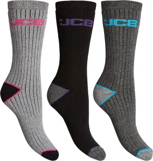 JCB - Ladies Outdoor Activity Socks | 3 Pack | Assorted | UK 4-7, EUR 37-40 | Active Ladies Work Socks