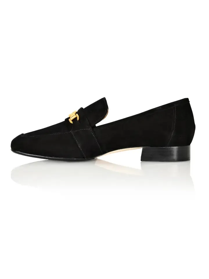 Joan Oloff Adonis Black Nubuck Leather Loafer