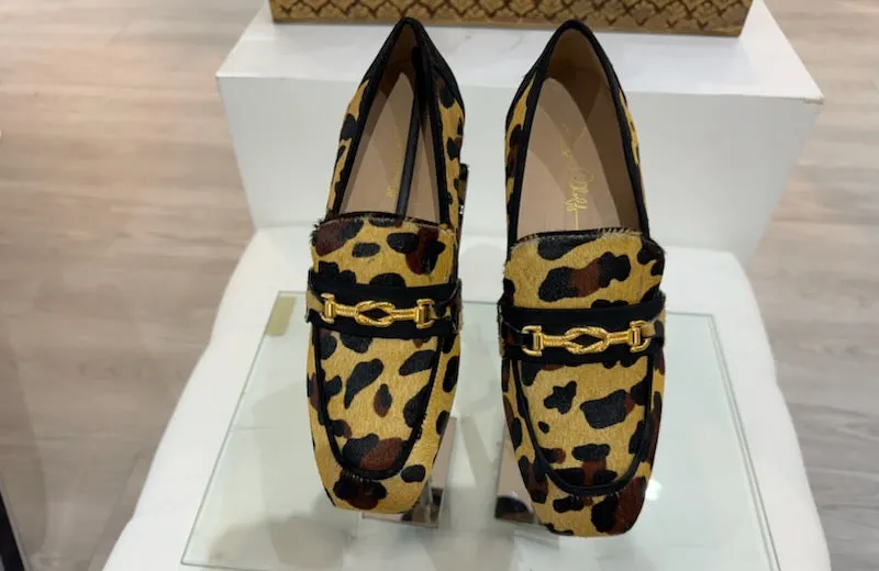 Joan Oloff Adonis Leopard Hair Calf/Black Suede Loafer
