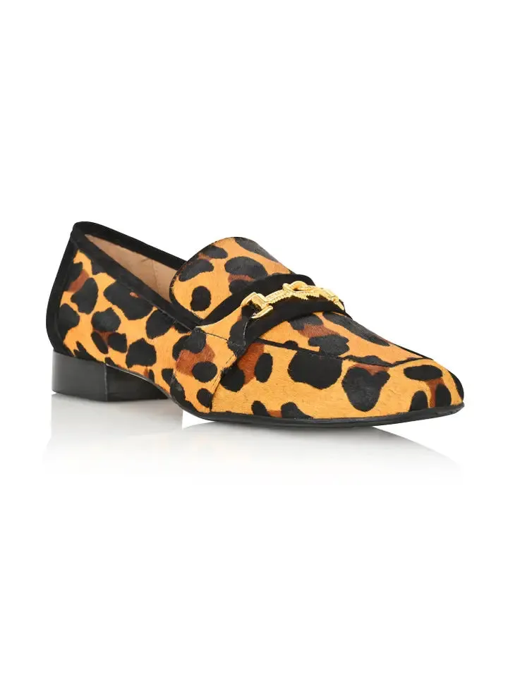 Joan Oloff Adonis Leopard Hair Calf/Black Suede Loafer