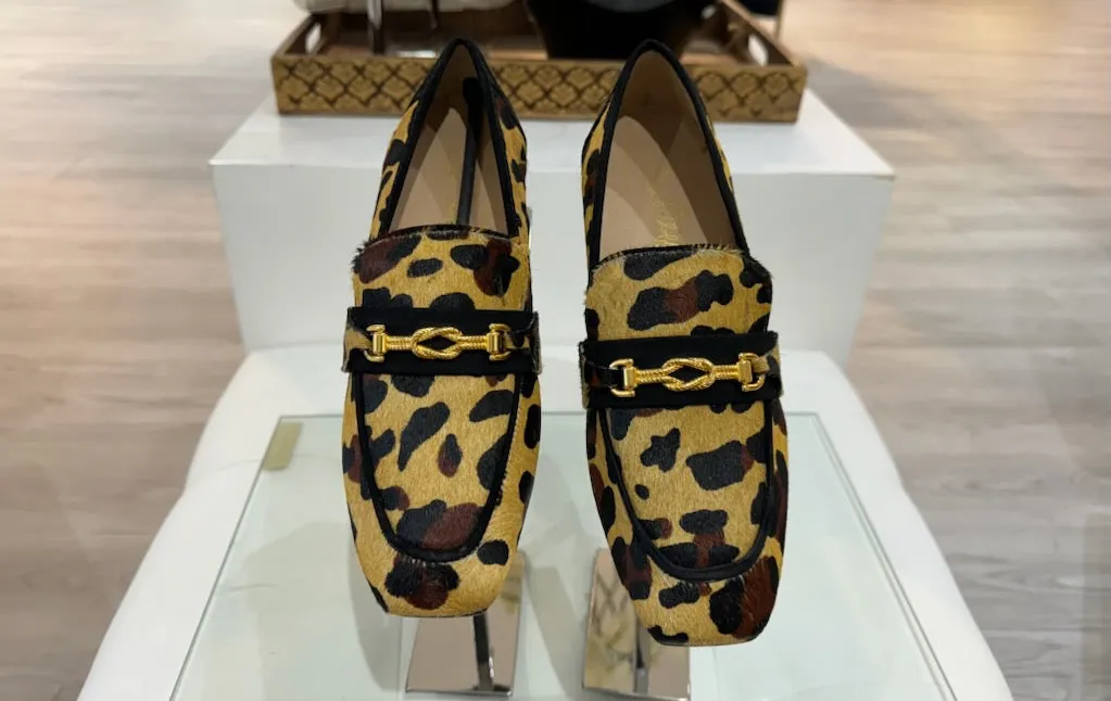 Joan Oloff Adonis Leopard Hair Calf/Black Suede Loafer