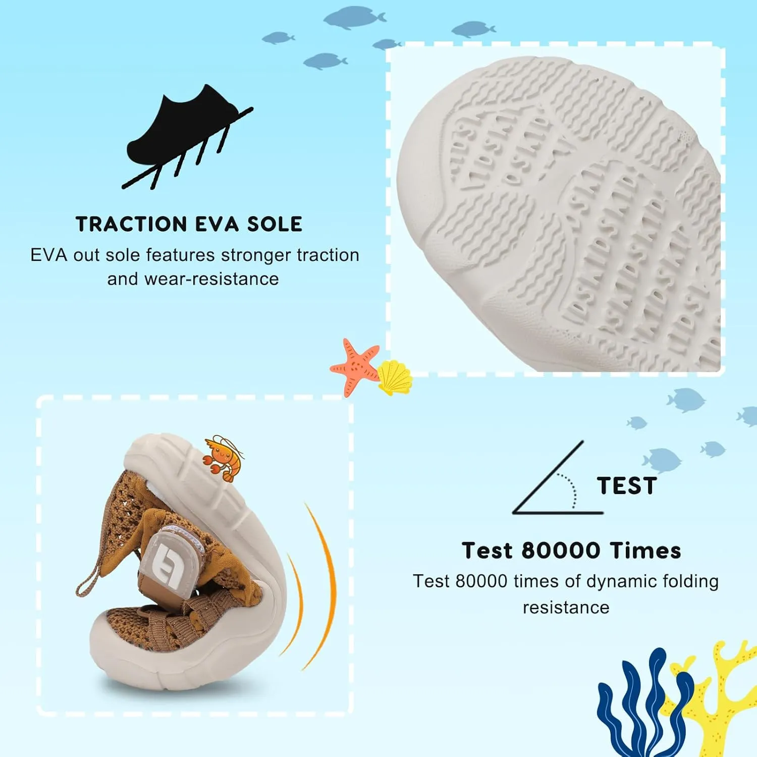 JOINFREE Toddler Boys Girls Water Shoes Breathable Qucik Dry Sport Beach Sandals Lightweight Barefoot Flexible