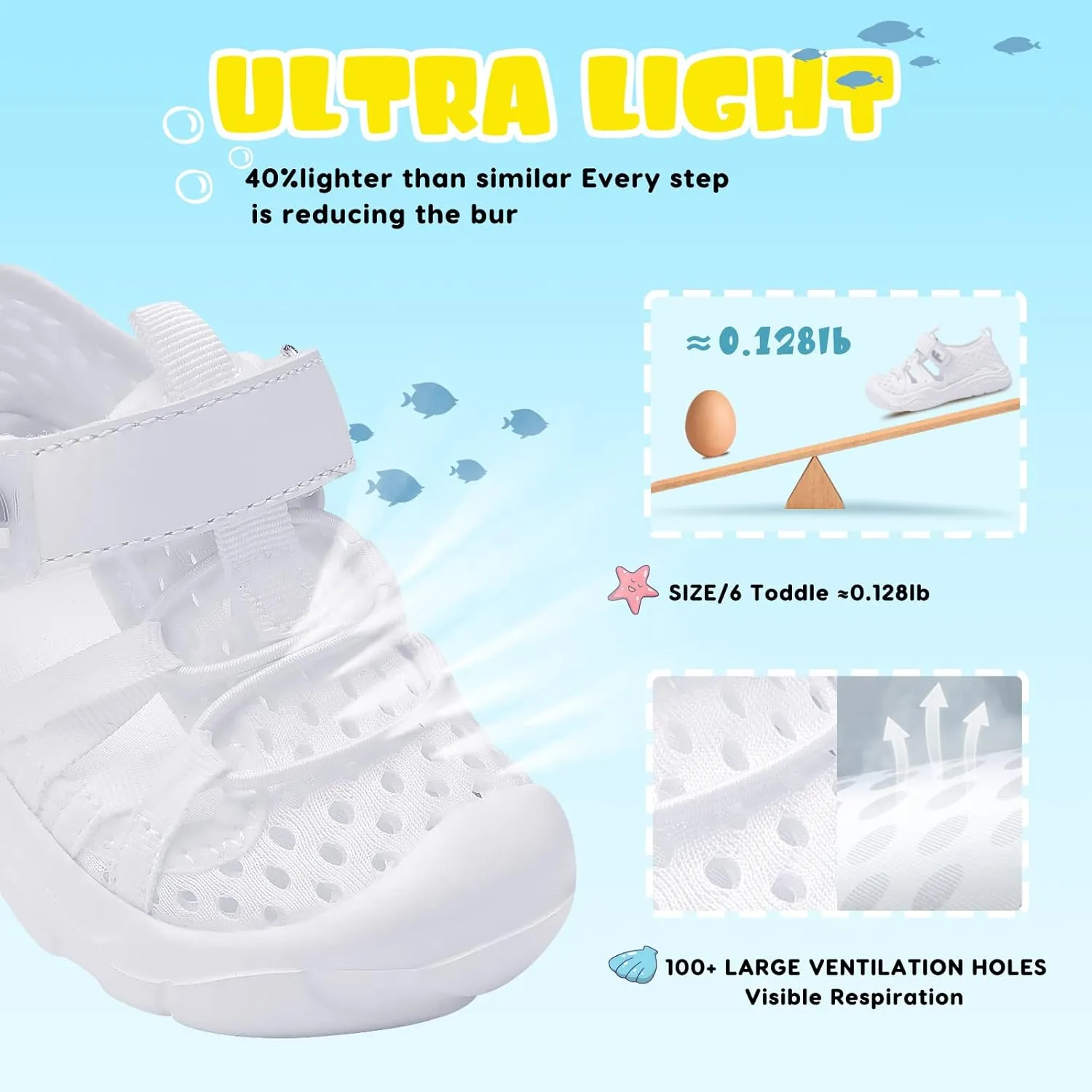 JOINFREE Toddler Boys Girls Water Shoes Breathable Qucik Dry Sport Beach Sandals Lightweight Barefoot Flexible