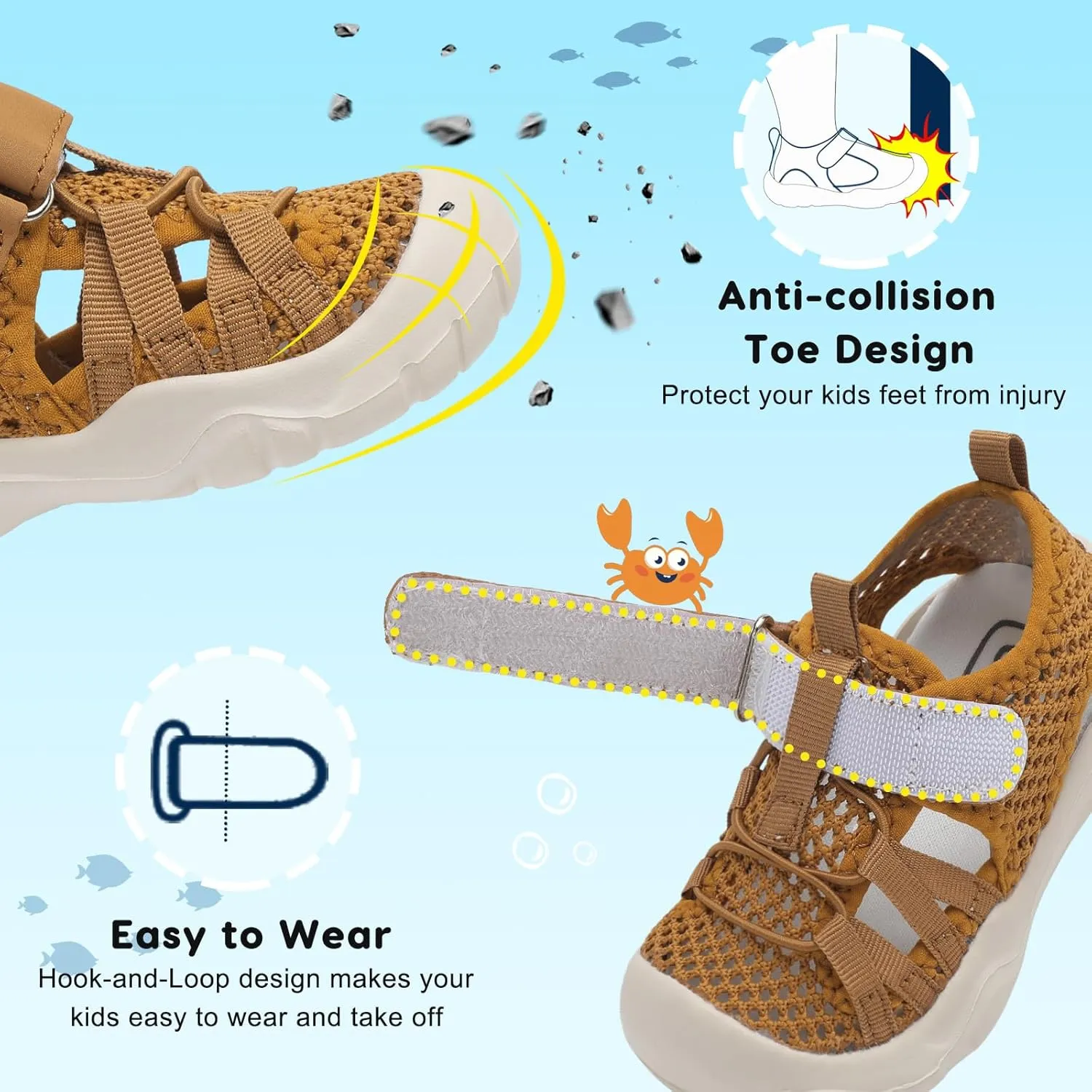 JOINFREE Toddler Boys Girls Water Shoes Breathable Qucik Dry Sport Beach Sandals Lightweight Barefoot Flexible