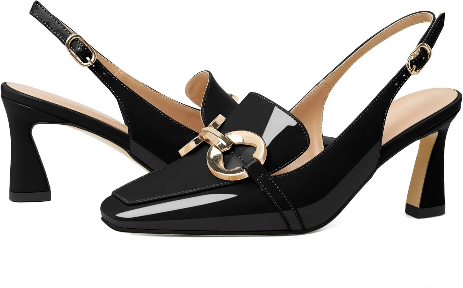 Joseywade Women Slingback Low Kitten Heels Loafer Pumps 2.5 Inch Heeled Sandals Closed Toe Dress Shoes