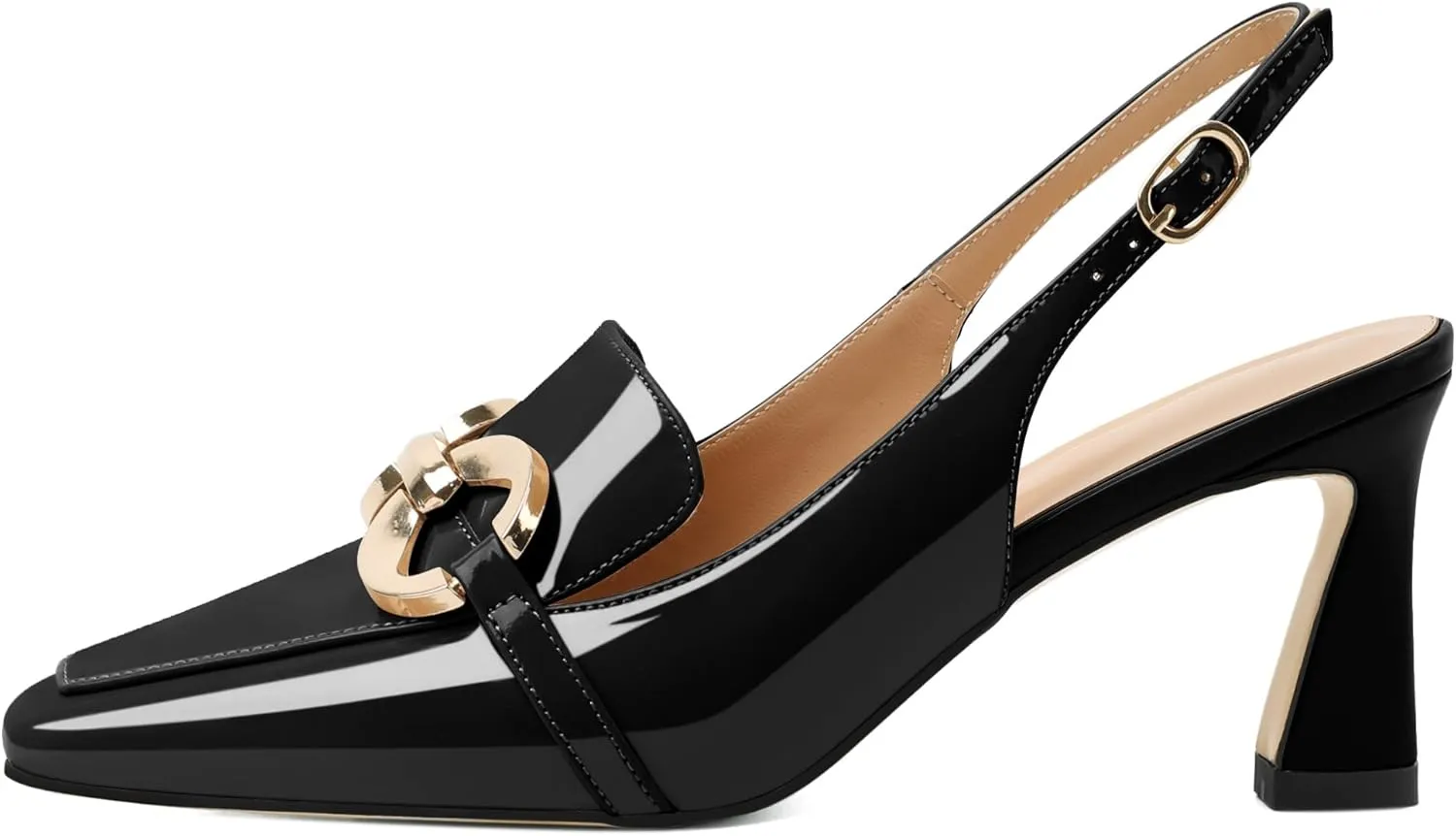 Joseywade Women Slingback Low Kitten Heels Loafer Pumps 2.5 Inch Heeled Sandals Closed Toe Dress Shoes
