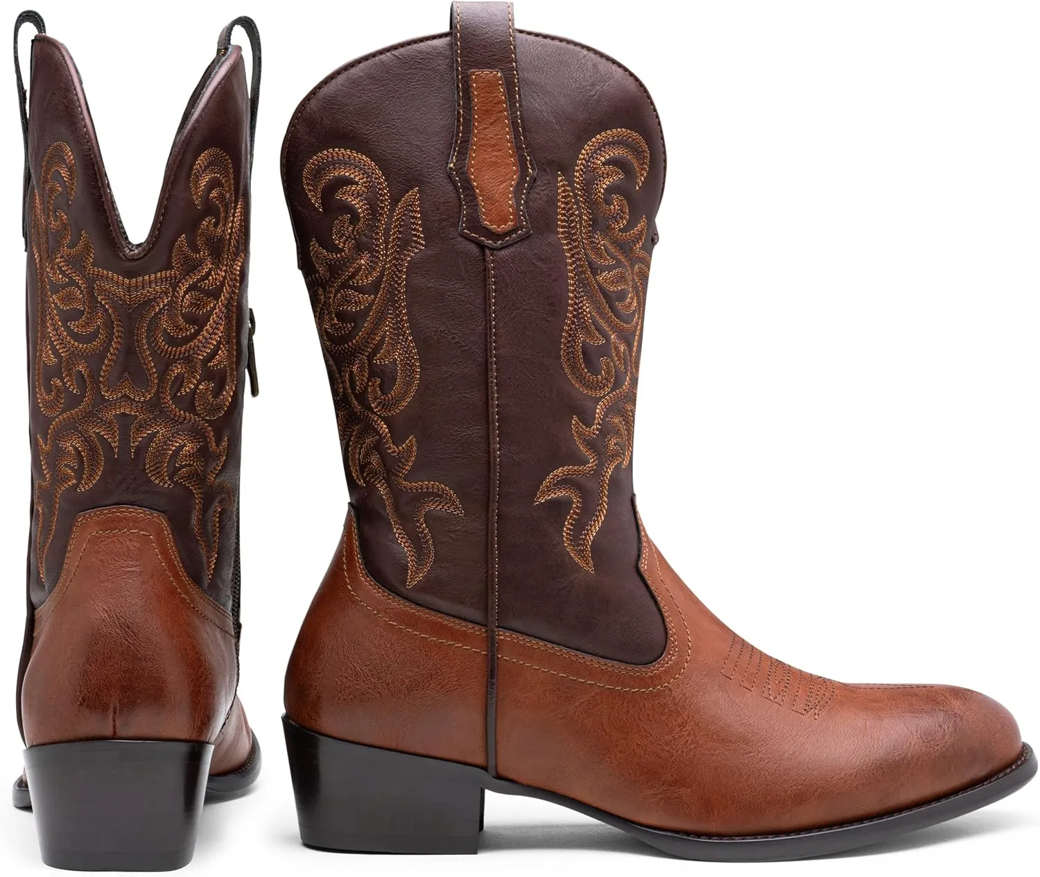 Jousen Cowboy Boots For Men Classic Western Embroidered Boot Retro Short Botas