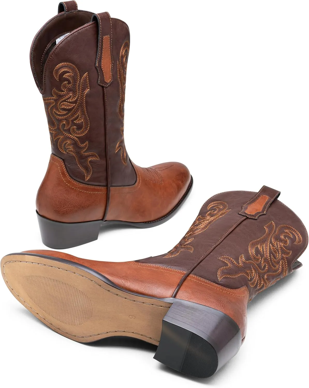 Jousen Cowboy Boots For Men Classic Western Embroidered Boot Retro Short Botas