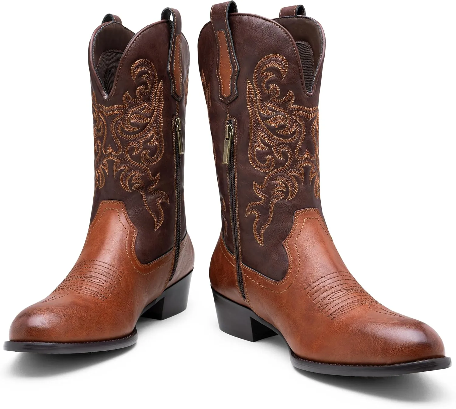 Jousen Cowboy Boots For Men Classic Western Embroidered Boot Retro Short Botas