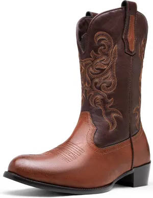 Jousen Cowboy Boots For Men Classic Western Embroidered Boot Retro Short Botas