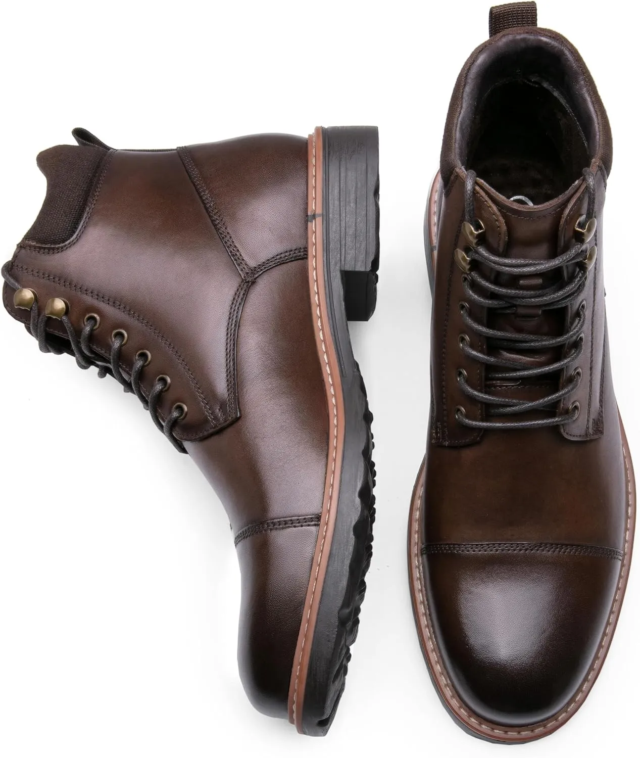 Jousen Mens Chukka Boots Leather Dress Boots for Men Retro Ankle Boots Mens High Top Boots