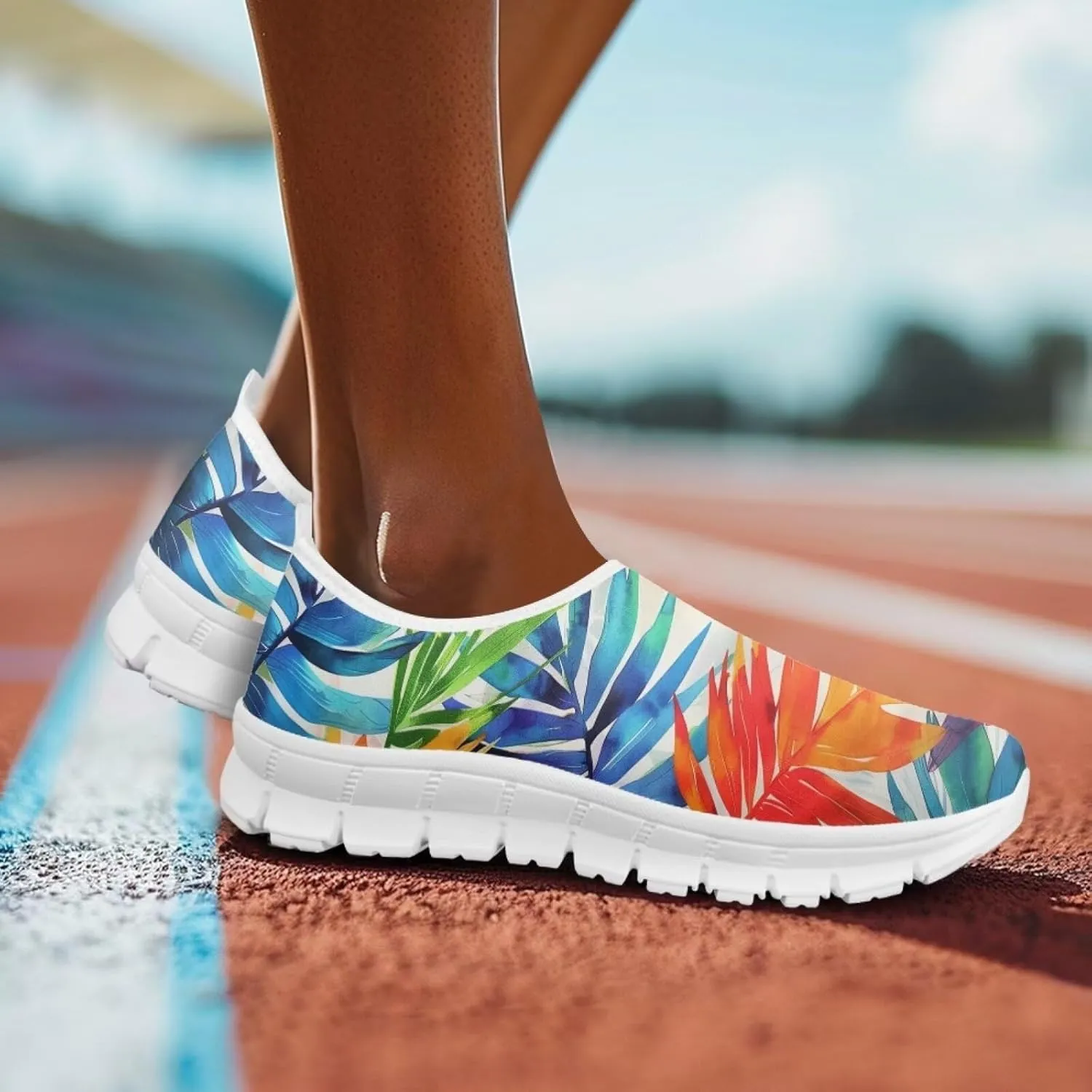 JoyLamoria Bright Blossom Walking Shoes Travel Clog Slip on Causal Loafer with Floral Print Fashion Sneakers for Men Women