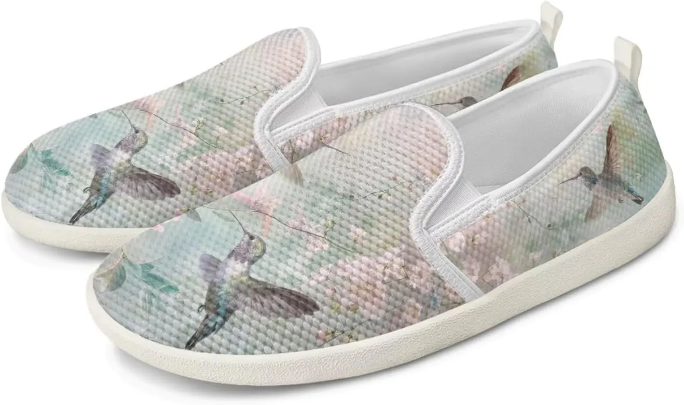 JoyLamoria Hummingbird Sneakers Walking Shoes Teens Adults Elastic Loafers and Flats Quick Drying Sneakers Slip On Shoes Arch Support